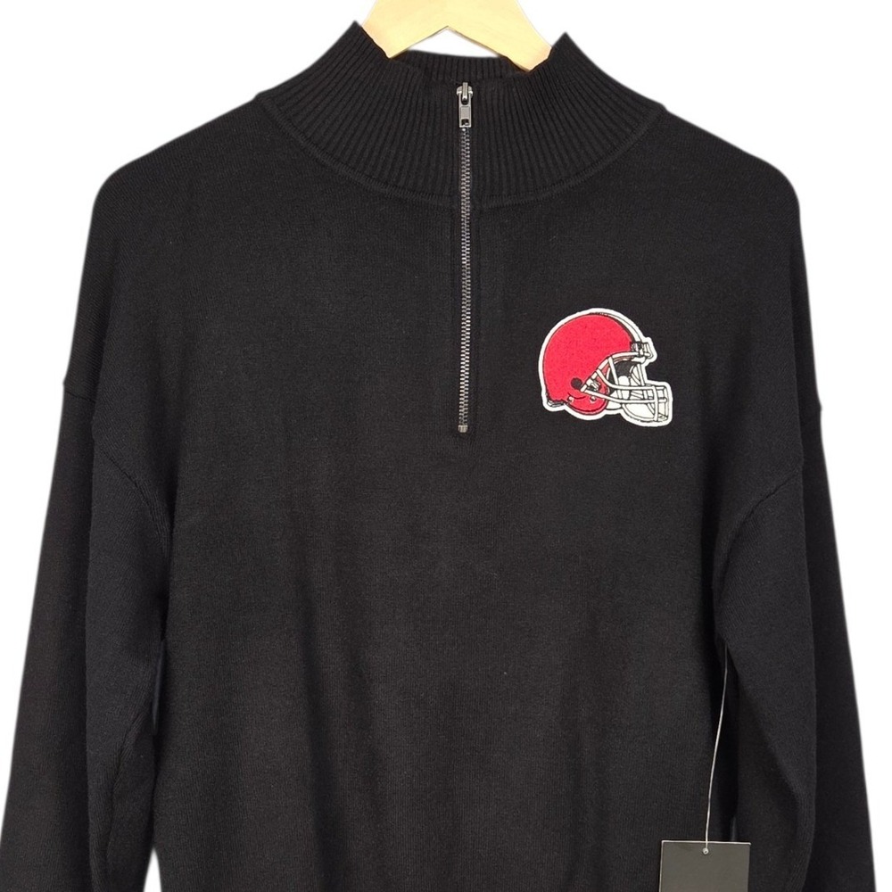 Cleveland Browns 1/4 Zip Sweater Womens Small Black Soft Long Sleeve NFL NEW